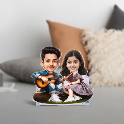Personalized Couple Bobblehead Caricature Gift for Husband, Wife, Girlfriend, Boyfriend & Friends Solar Powered Moving Head Couple Gift for Birthday (Guitar Theme Couple)